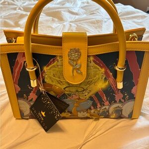 Yellow Beauty and the Beast Satchel with Gold Rose Accent